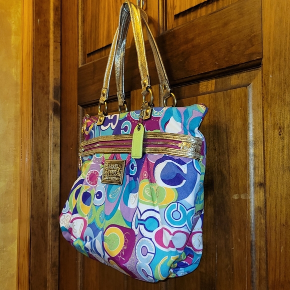 Coach Poppy Pop C Glam 15293 Pocket Tote Shoulder Bag RARE Limited Edition - Picture 3 of 16